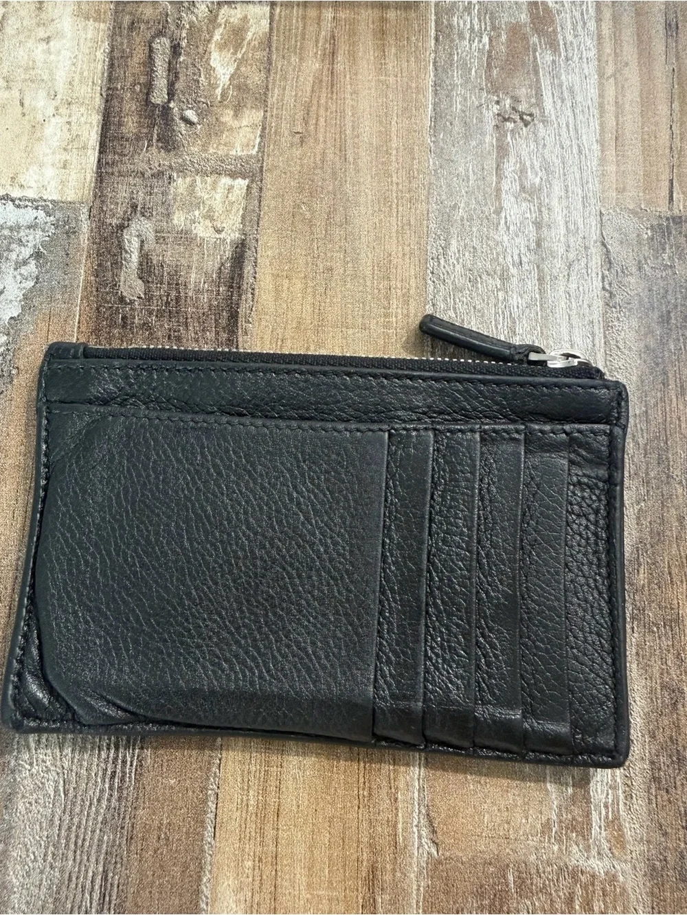 Balenciaga Black Leather Zip Pouch with White Logo
